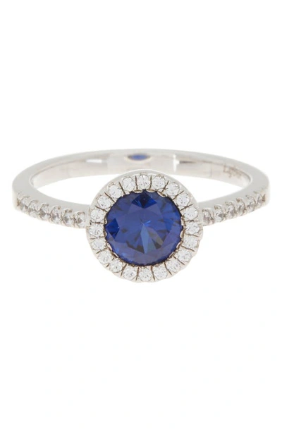 Lafonn Blue Sapphire & Simulated Diamond Halo Ring In White Blue Sapphire