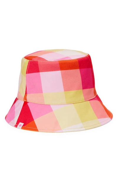 Kate Spade Madras Plaid Reversible Bucket Hat In Pink Multi