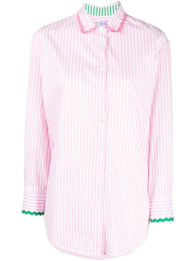 Mc2 Saint Barth Striped Cotton Shirt In Rosa
