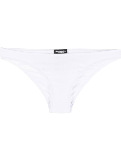 Dsquared2 Logo-print Thong Bikini Bottom In Weiss