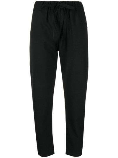 Semicouture High-waisted Cropped Trousers In Black