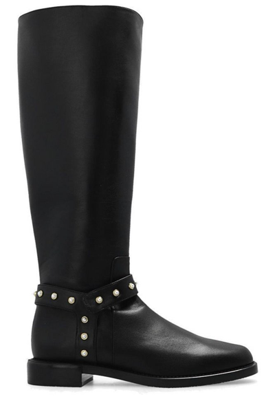 Stuart Weitzman Studded Knee-high Leather Boots In Black