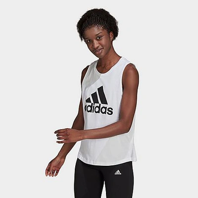 Adidas Originals Adidas Women's Essentials Big Logo Crewneck Tank Top In White/black