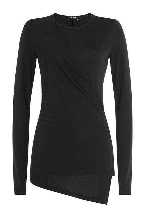 Dkny Jersey Top With Asymmetric Hem In Black | ModeSens
