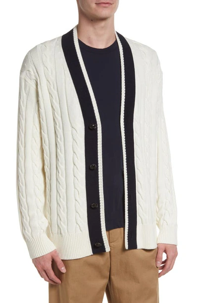 Closed College Cable Wool Blend Cardigan In Wool White