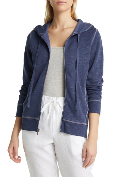 Tommy Bahama Tobago Bay Cotton Blend Zip-up Hoodie In Ocean Deep