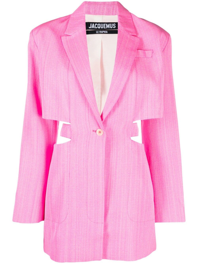 Jacquemus Le Robe Bari Stretch Wool Mini Dress In Pink