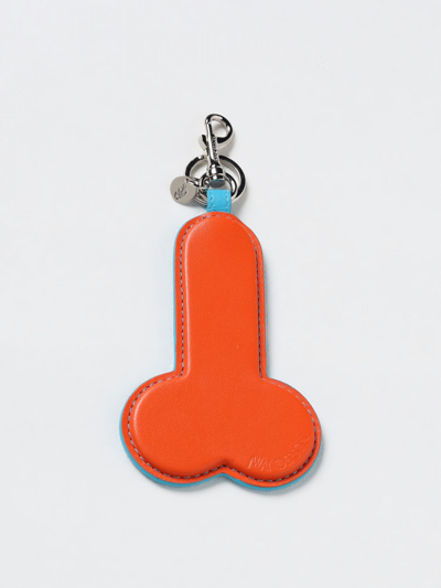 Jw Anderson Leather Penis Keyring In Blue