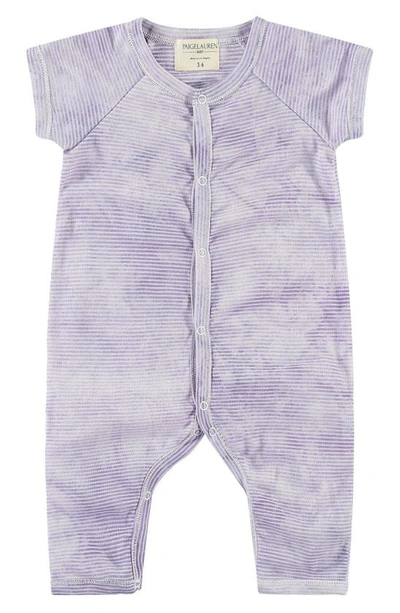 Paigelauren Babies' Tie Dye Stripe Short Sleeve Romper In Marble Purple