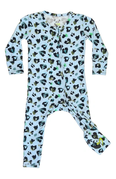 Bellabu Bear Babies' Kids' Blue Leopard Convertible Footie Fitted One-piece Pajamas