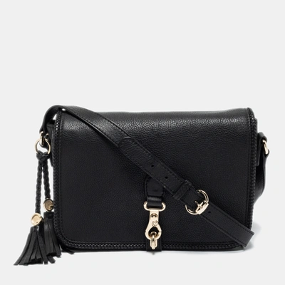 Pre-owned Gucci Black Leather Marrakech Medium Flap Messenger Bag
