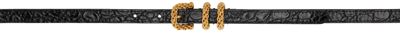 By Far Kat Croc-embossed Chain Buckle Belt In Black