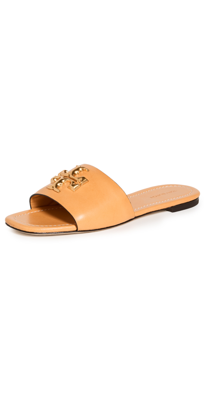 Tory Burch Eleanor Calfskin Medallion Flat Sandals In Arancio