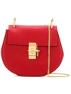 Chloé Drew Grain Lamskin Shoulder Bag In Red