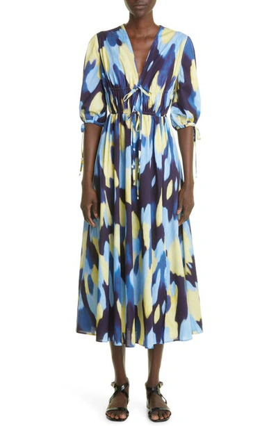Altuzarra Donrine Printed Cotton-blend Poplin Midi Dress In Berry Blue Siren