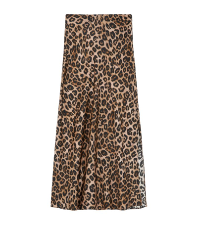 The Kooples Silk Leopard Print Skirt