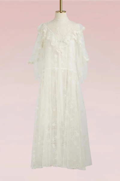 Chloé Long Tulle Dress In White