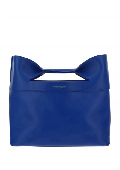 Alexander Mcqueen Women's Bow Small Blue Tote Bag
