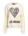 Love Moschino Womens  Cream Animal Heart Sweatshirt