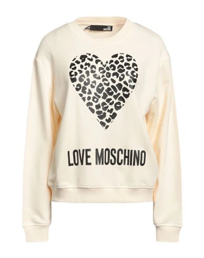 Love Moschino Womens  Cream Animal Heart Sweatshirt