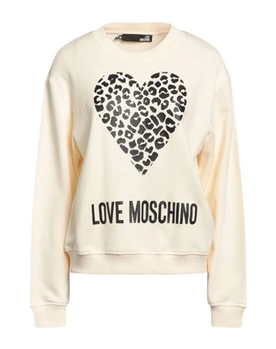 Love Moschino Womens  Cream Animal Heart Sweatshirt In White