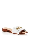 Kate Spade Beau Leather Slides In White