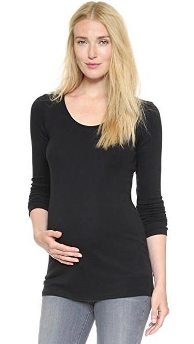 Ingrid & Isabel Long Sleeve Maternity Scoop Tee In Black