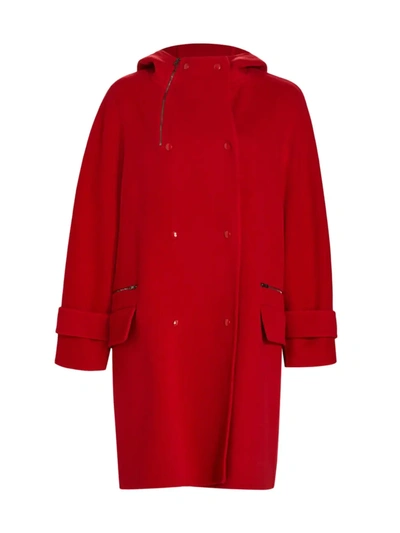 Max Mara Knut Hooded Double-faced Coat In Red