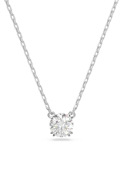 Swarovski Silver-tone Constella Crystal Pendant Necklace, 14-7/8" + 2" Extender In White