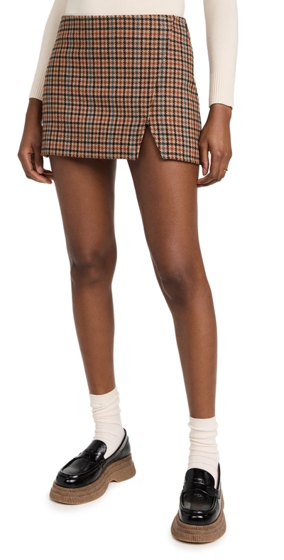 A.l.c Rylee Wrap-effect Houndstooth Wool-blend Mini Skirt In Multi