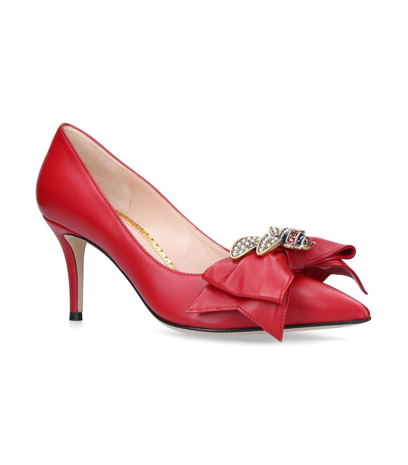 Gucci Queen Margaret Red Leather Pumps 
