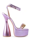 London Rag Big Bash Metallic High Platform Chunky Sandals In Purple