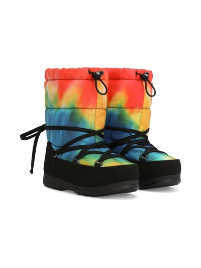 Dolce & Gabbana Kids' Tie-dye Nylon Snow Boots In Multicolor