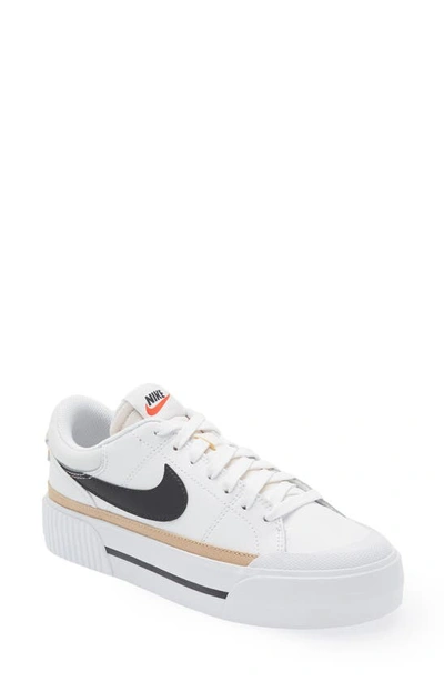 Nike Court Legacy Lift Platform Sneaker In White/black/orange