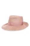 Eric Javits Look Again Packable Fedora In Blush