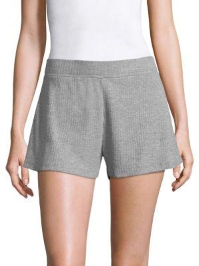 Skin Ingo Waffle-knit Cotton-blend Shorts In Heather Grey