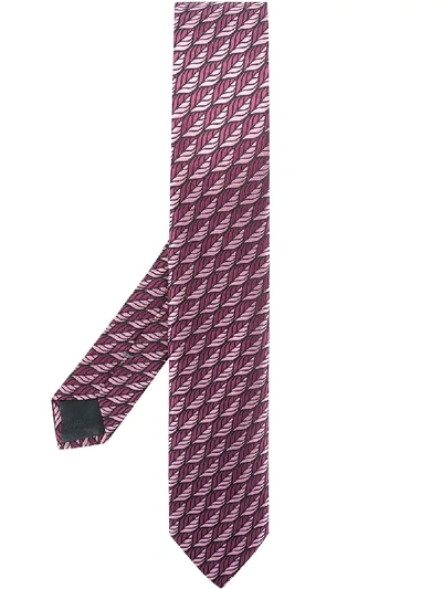 Ermenegildo Zegna Woven Leaves Silk Tie, Purple