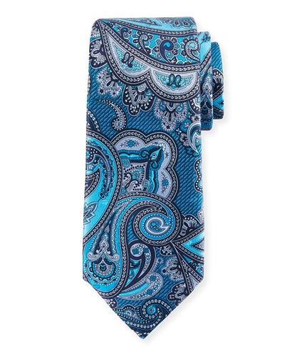 Ermenegildo Zegna Paisley Silk Tie, Blue