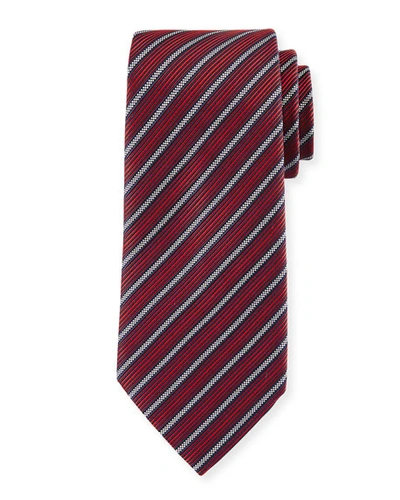 Ermenegildo Zegna Multi-stripe Silk Tie, Red