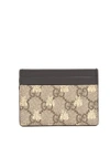 Gucci Gg Supreme Cardholder In Brown Gold