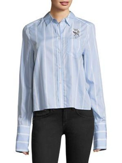 Equipment Huntley Embroidered Stripe Cotton Shirt In Skylight Bright