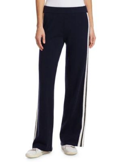 Tse X Sfa Athletic Cashmere Striped Pants In Navy