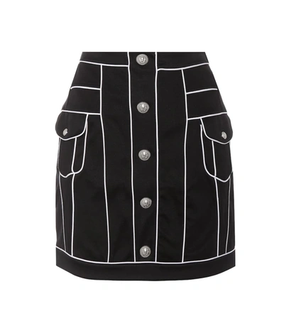 Balmain High Waisted Jersey Mini Skirt In Noir+blanc|nero