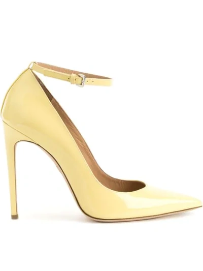 Dsquared2 110mm Patent Leather Ankle Strap Pumps In Yellow & Orange