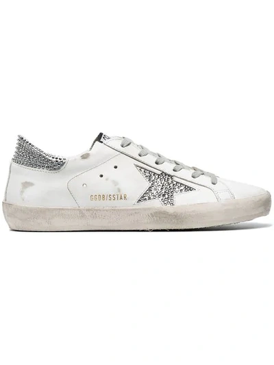 Golden Goose Superstar Swarovski Crystal-embellished Distressed Leather Sneakers In Nocolor