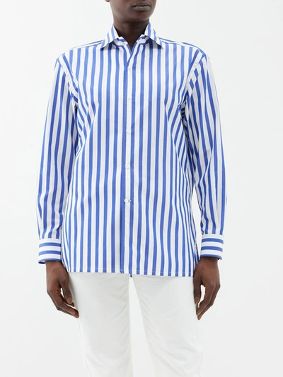 Ralph Lauren Striped Cotton Shirt In White/black
