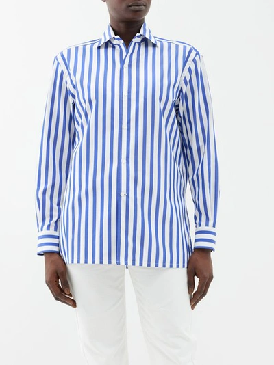 Polo Ralph Lauren Striped Cotton Shirt In White/black