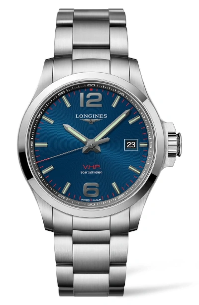 Longines Conquest Vhp Watch, 43mm In Blue/silver