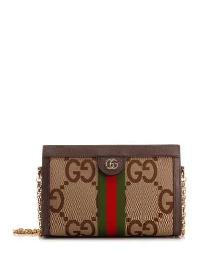 Gucci Ophidia Jumbo Gg Print Shoulder Bag In Brown