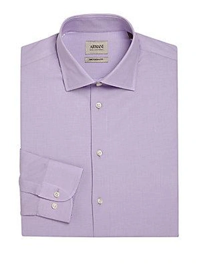 Giorgio Armani Modern-fit Solid Dress Shirt In Lavender